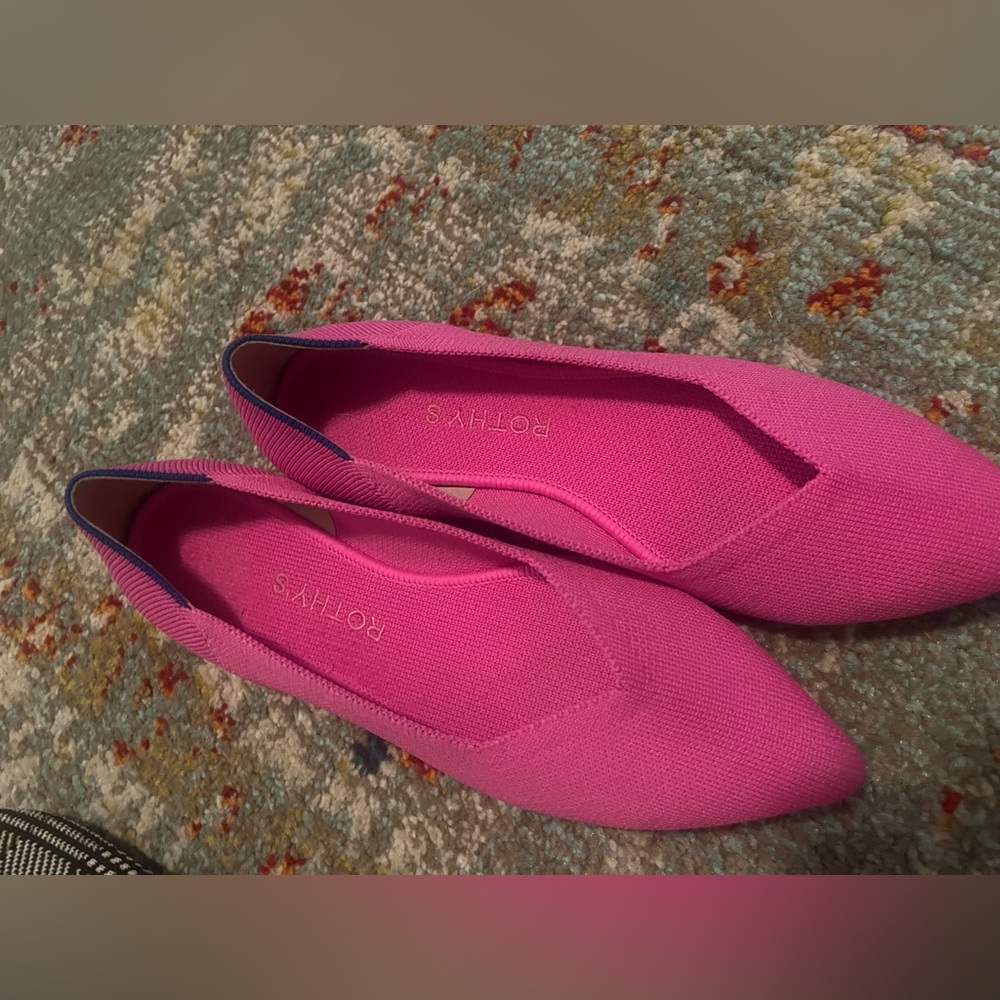 Rothy's Bright Pink Knit Pointed Toe Flats - Picture 7 of 15